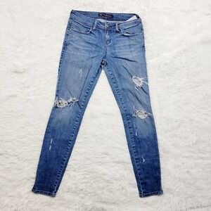 Divine Rights of Denim Womens Blue Distressed Skinny Jeans Zipper‎ Ankle Size 27